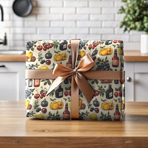 Vintage Obst Geschenkverpackung: Retro Kochpapier, Botanisches Design