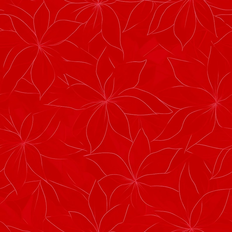 Red poinsettia-patterned wrapping paper, perfect for Christmas gifts and festive occasions. Elegant and decorative design.