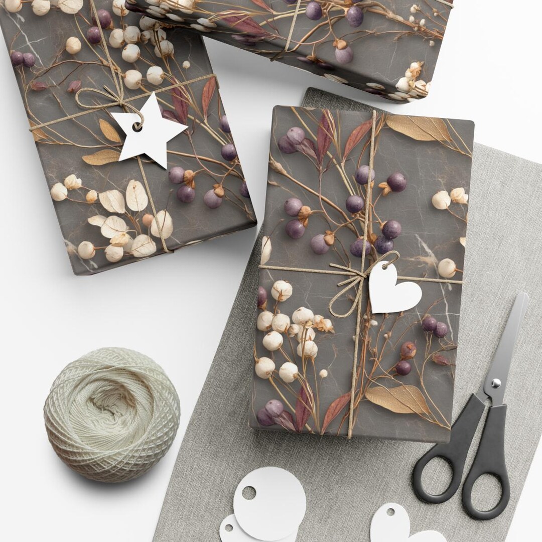 Rustic Botanical Wrapping Paper Natural Gift Wrap Earthy Floral Paper ...