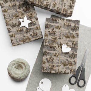 Western Cowboy Gift Wrap: Rustic Rodeo Style, Earth Tones image 4