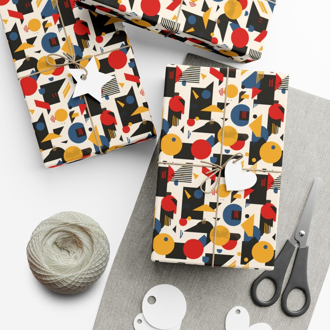 Geometric Shapes Wrapping Paper Modern Gift Wrap Bold Colorful Abstract ...