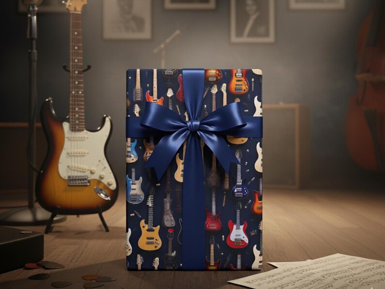 Electric Guitar Wrapping Paper: Vibrant Musician Gift Wrap, Band Member Gift image 3