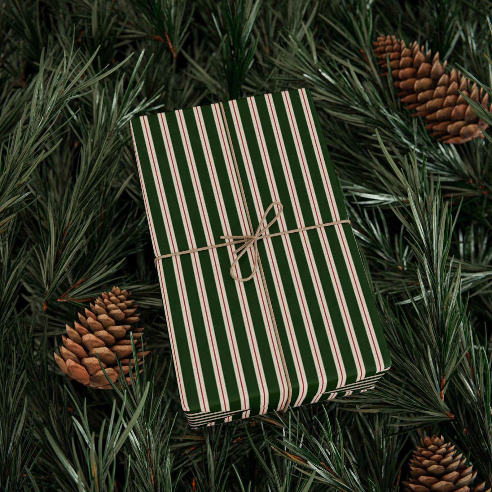 Forest Green Striped Christmas Gift Wrap, Holiday Wrapping Paper Etsy — free download