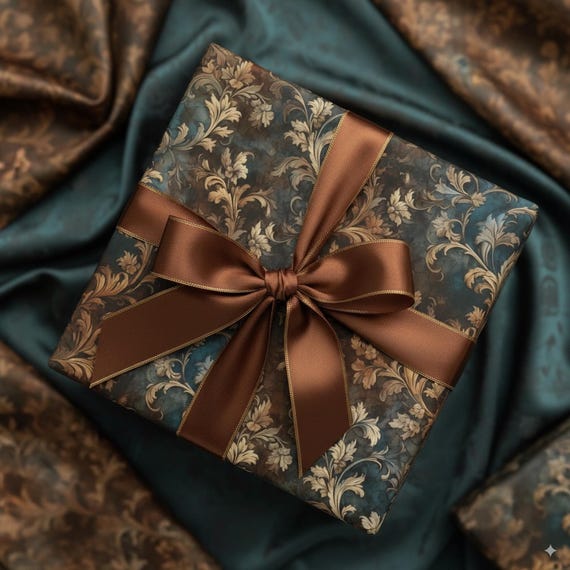 Rustic Paisley Damask Wrapping Paper: Elegant Autumn Gift Wrap