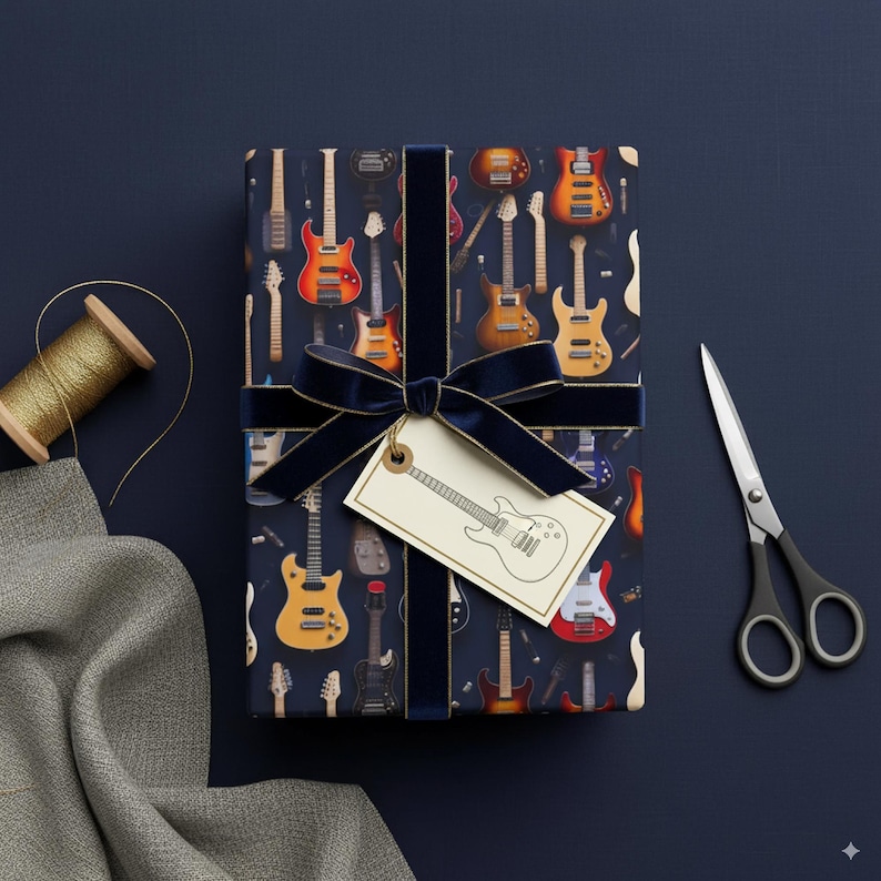 Electric Guitar Wrapping Paper: Vibrant Musician Gift Wrap, Band Member Gift image 2