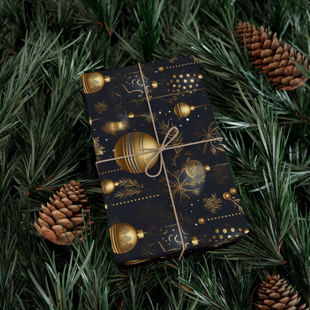 Black And Gold Christmas Wrapping Paper 