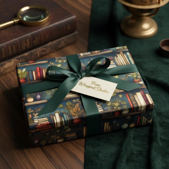 Library Bookshelf Wrapping Paper: Teacher Librarian Gift Wrap