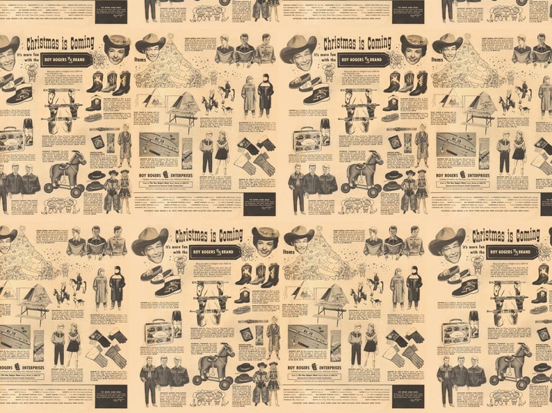 Vintage Roy Rogers Wrapping Paper: Western Cowboy Gift Wrap, Antique Christmas Advertisement image 8