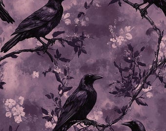 Purple Raven Wrapping Paper Deep Purple Gift Wrap Dark Bird Gift Wrap Elegant Raven Black Paper Tree Branch Crow Mauve Wrapping Paper Roll