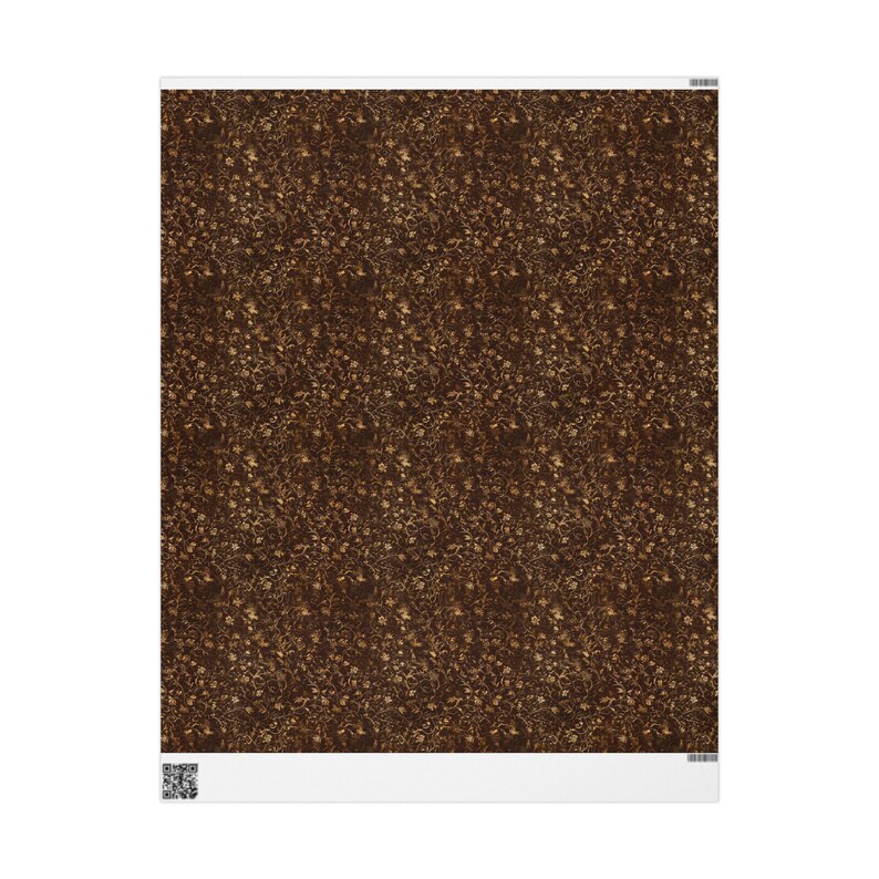 Dark Brown Gold Floral Wrapping Paper: Elegant Moody Gift Wrap image 10