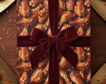 Chicken Wing Wrapping Paper: Foodie Gift Wrap, BBQ Party Design