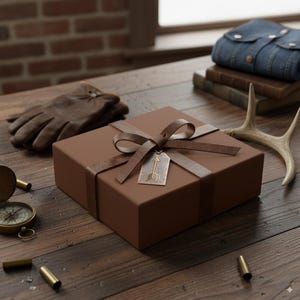 Bruine cadeauverpakking: effen, matte of satijnen afwerking, mannelijk papier