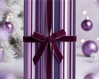 Purple Striped Gift Wrap: Elegant Lavender Violet Tones