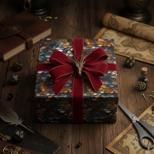 Metallic Dragon Scale Wrapping Paper: Luxury Fantasy Gift Wrap, Medieval image 4
