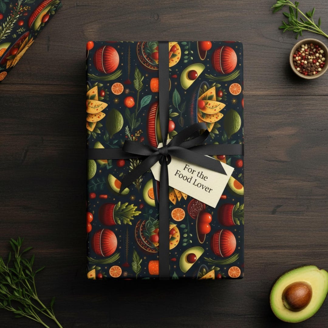 Mexican Food Wrapping Paper: Fiesta Tacos & Avocado Gift Wrap - Etsy