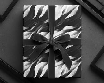 Papel de embrulho ondulado preto e branco: embrulho de presente moderno