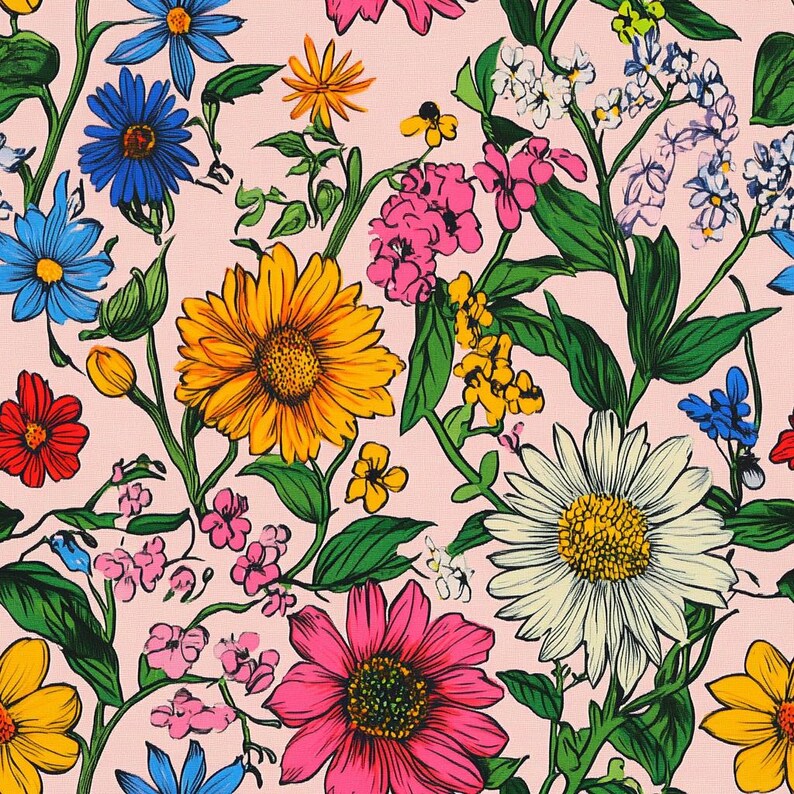 Cadeaupapier bloemen: roze wilde bloemenprint - lentefeestpapier afbeelding 6