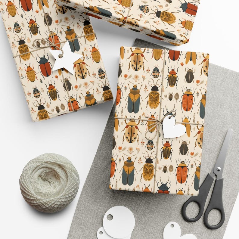 Vintage Insect Wrapping Paper: Natural Bug Print, Earthy Tones - Etsy