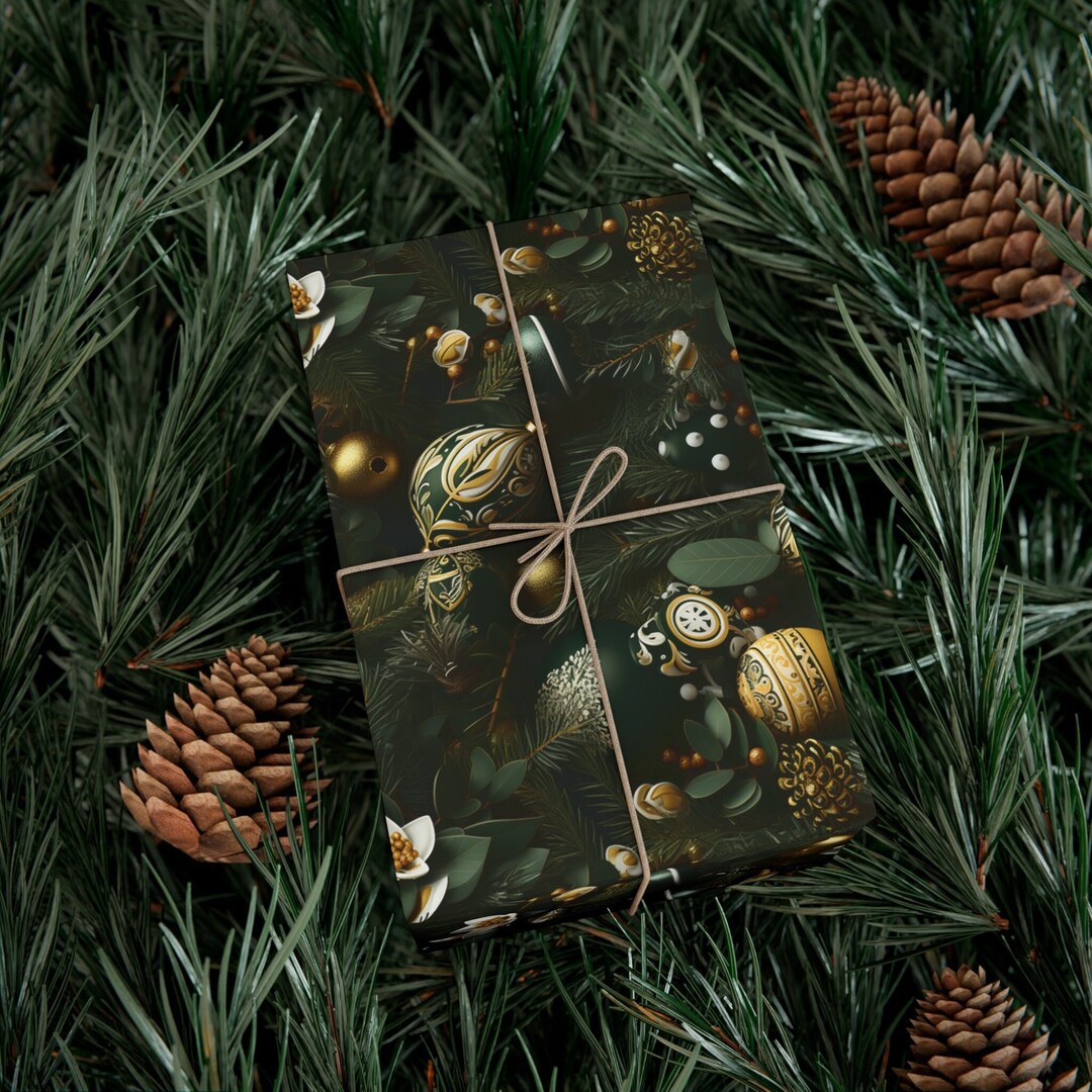 Green Bay Packers Christmas Wrapping Paper Green and Yellow Ornament Holiday Gift Wrap Paper