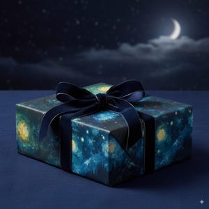 Van Gogh Starry Night Wrapping Paper: Celestial Art Gift Wrap