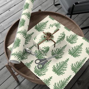 Green Christmas Wrapping Paper Holiday Gift Wrap Pine Tree Rustic Christmas Paper Evergreen Tree Seasonal Wrap Minimalist Holiday Paper Roll