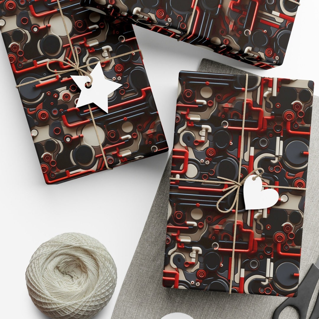 Pipe Engineer Wrapping Paper Pattern of Black and Dark Red Curved Pipe ...