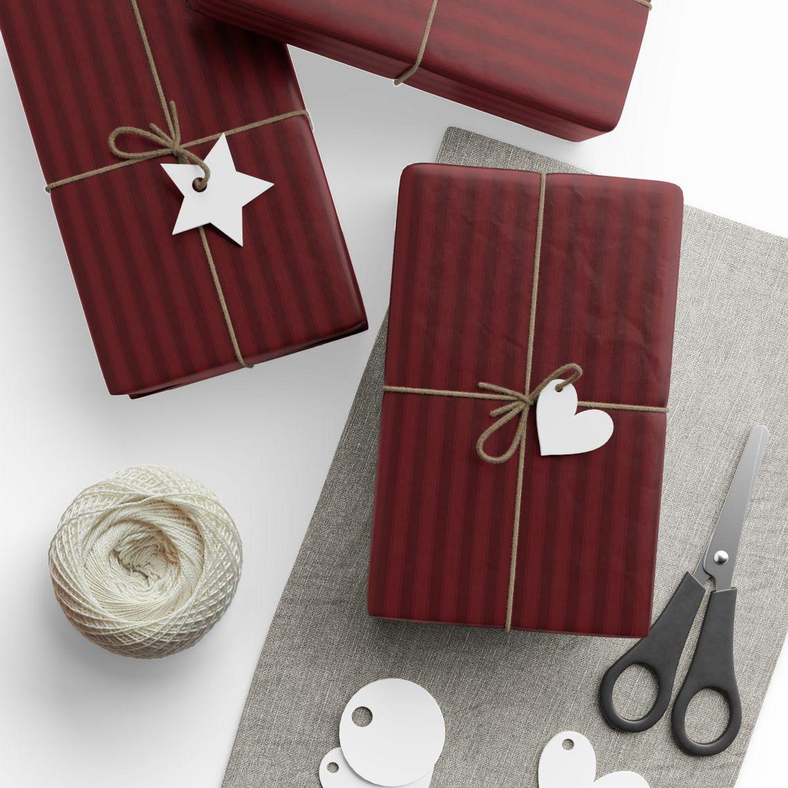 Strippy Rapping Paper Burgundy Striped Wrapping Paper: Classic Elegant Holiday Gift Wrap for ...