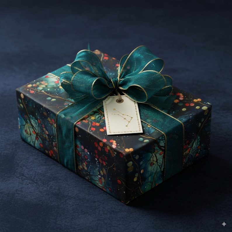 Colorful Berry Branches Christmas Wrapping Paper: Modern Winter Gift Wrap image 1