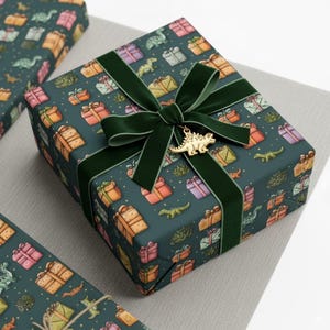 Dark Dinosaur Wrapping Paper Kids Birthday Gift Wrap Prehistoric Party Paper Fun Dino Present Wrap Cute Celebration Paper Dinosaur Gift Wrap
