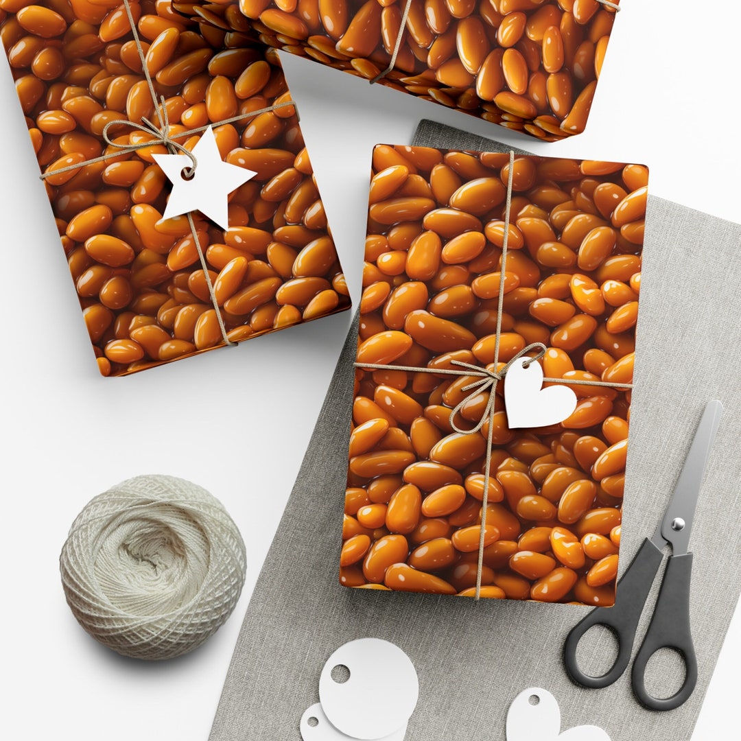 Baked Beans Gift Wrap Vibrant Orange and Brown Beans Food Etsy