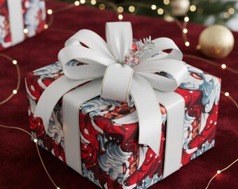 Cheerful Santa Claus Christmas Wrapping Paper: Festive Holiday Design