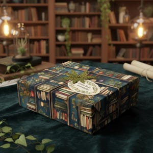Library Bookshelf Wrapping Paper: Teacher Librarian Gift Wrap image 2