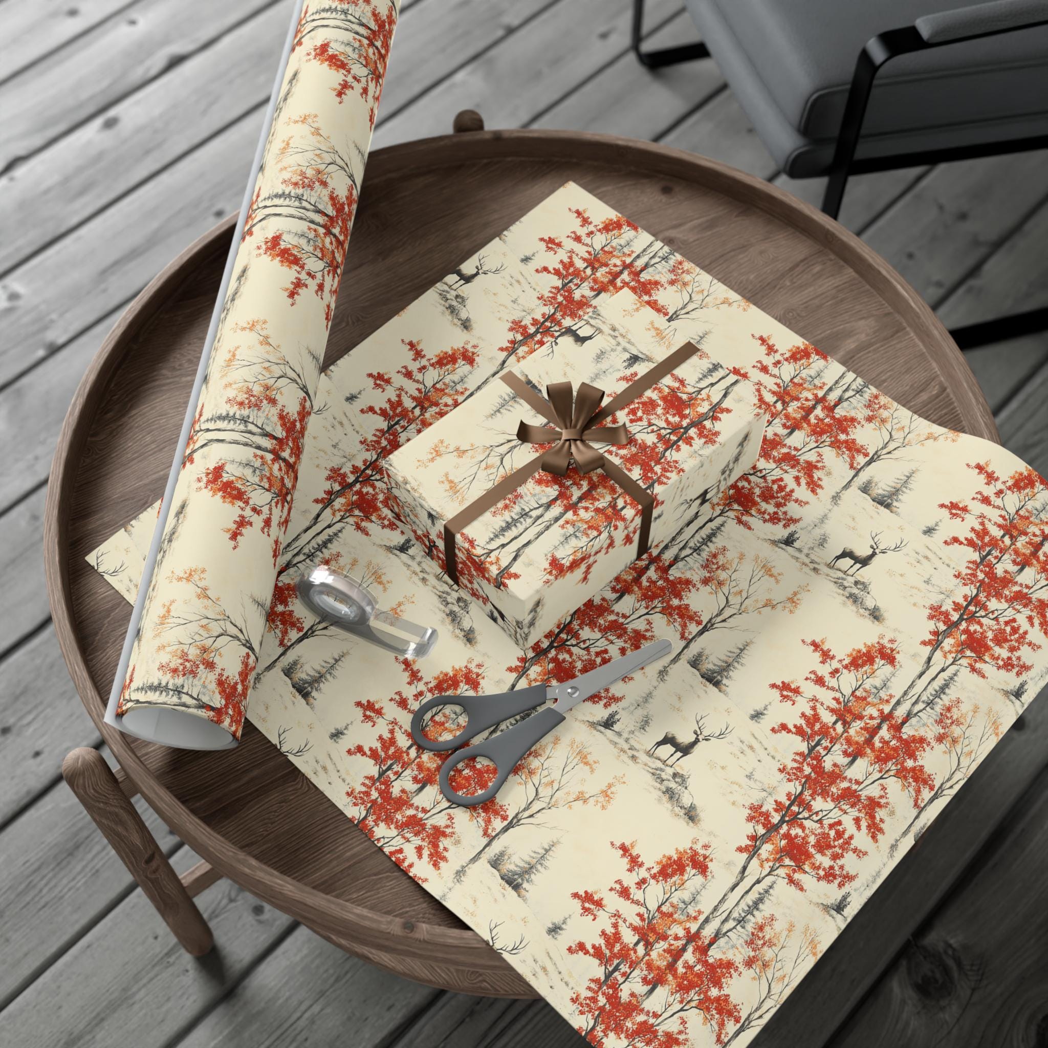 Carta Da Regalo Autunnale Con Animali Del Bosco - 6 Fogli 70x50 Cm + Adesivi - Design UK - Foto 2