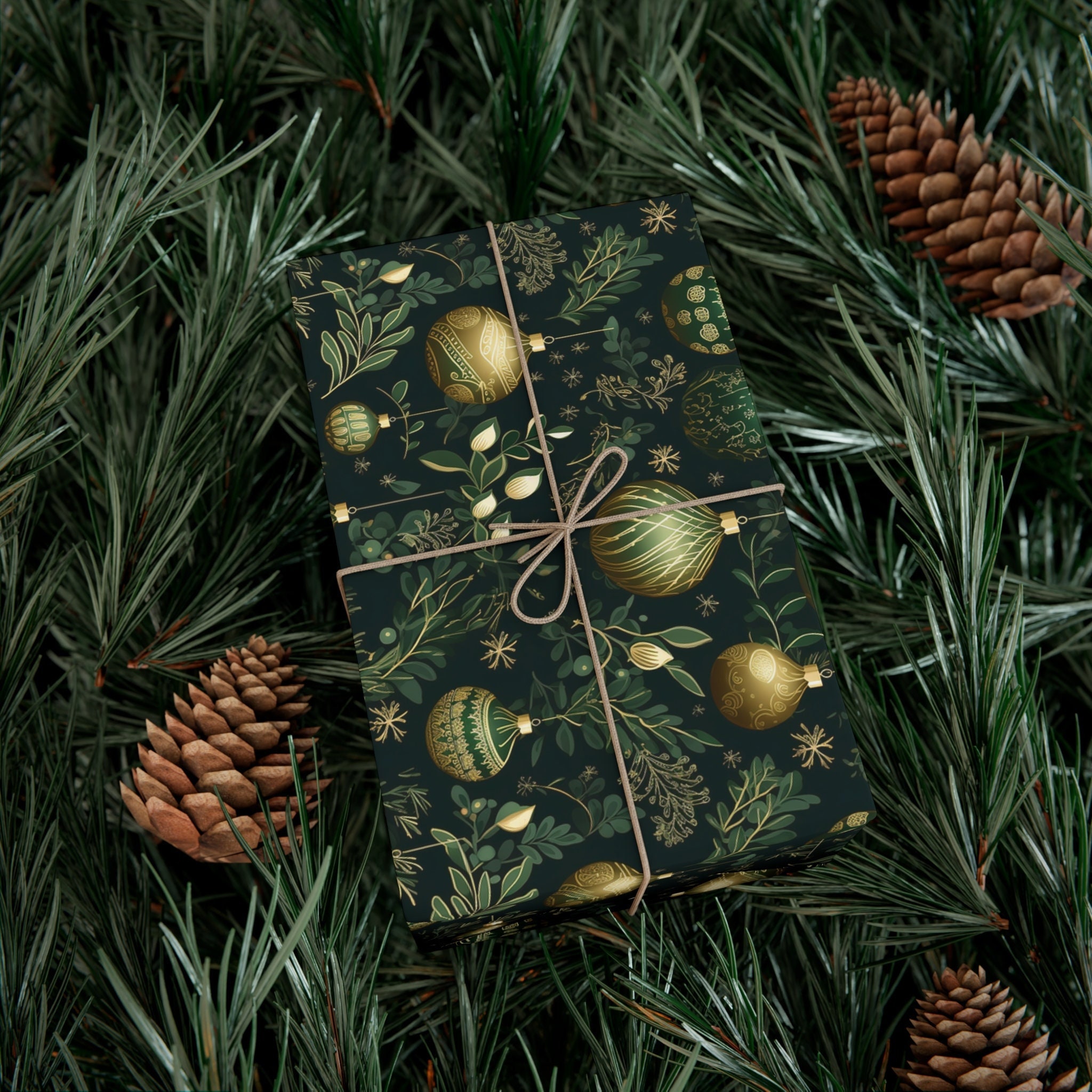 Christmas Wrapping Paper Forest Green Gift Wrap Roll Holiday