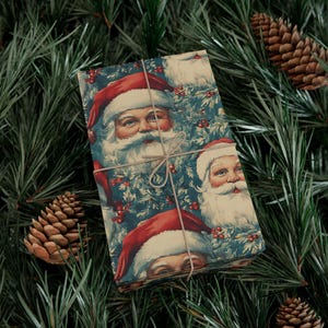 Vintage-Weihnachtsmann-Geschenkpapier: Festliches Weihnachtsgeschenkpapier Bild 4
