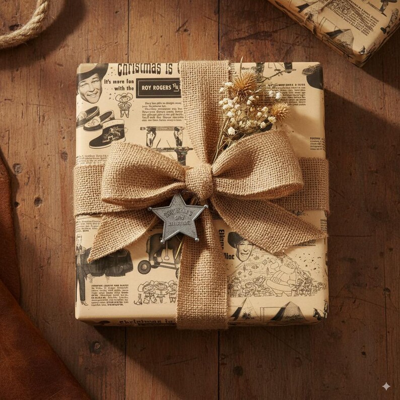 Vintage Roy Rogers Wrapping Paper: Western Cowboy Gift Wrap, Antique Christmas Advertisement image 2