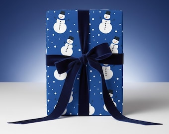 Blue Snowman Holiday Wrapping Paper: Festive Winter Gift Wrap