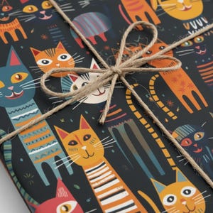 Colorful Cat Gift Wrap: Whimsical Kitten Wrapping Paper image 5