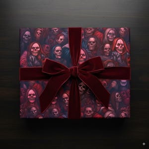 Walking Dead Wrapping Paper, Zombie Skulls, Horror Gift Wrap, Skelton Halloween Paper