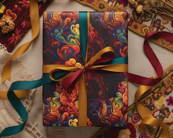 Psychedelic Swirl Wrapping Paper: Vibrant Dark Abstract Art Gift Wrap