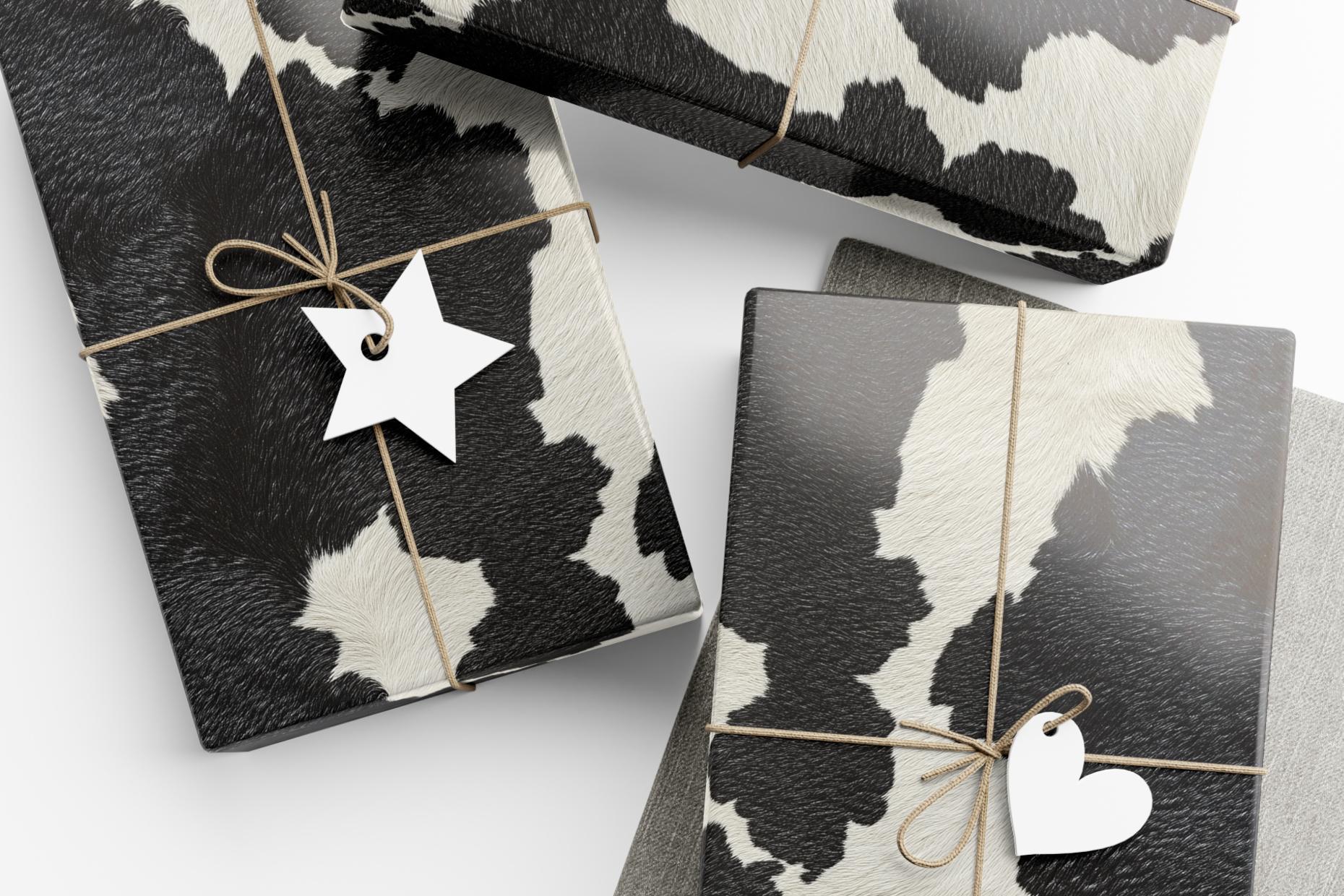 Cow Print Wrapping Paper Cowboy Gift Wrap Rustic Farmhouse Chic Paper Black and White Gift Wrap Animal Gift Wrapping Paper Roll Holstein