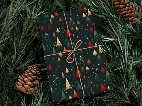 Black wrapping paper.  Colorful gift wrapping, Christmas gift