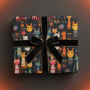 Colorful Cat Gift Wrap: Whimsical Kitten Wrapping Paper image 2