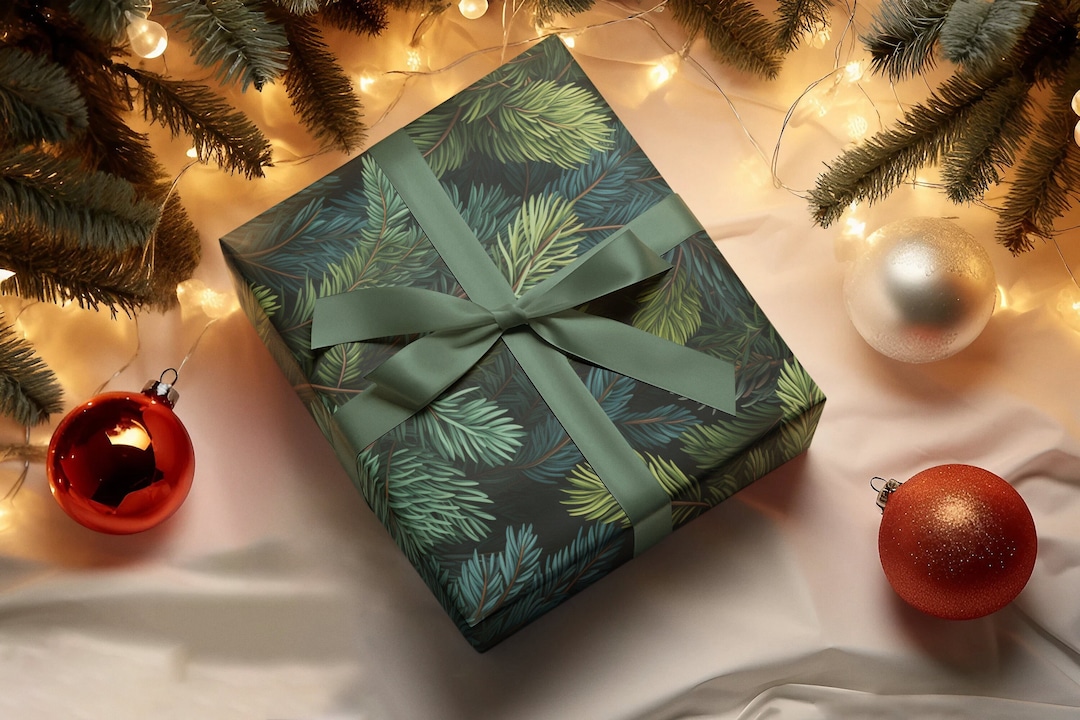 Colorado Spruce Tree Gift Wrapping Paper Evergreen Conifer Dark Green