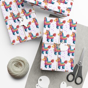 Colorful Fiesta Pinata Wrapping Paper Fun Gift Wrap Bright Vibrant Party Celebration Paper Ideal for Birthday Theme Events Cheerful