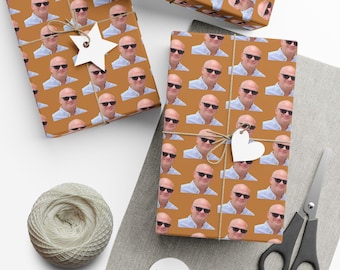 Custom Face Pattern Gift Wrap Paper | Personalized Photo Wrapping Paper, Novelty Face Print