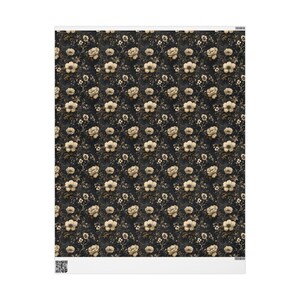 Charcoal Antique Gold Floral Wrapping Paper: Vintage Elegant Gift Wrap image 11