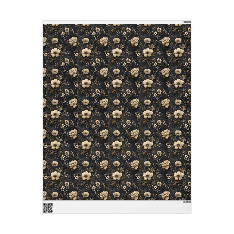Charcoal Antique Gold Floral Wrapping Paper: Vintage Elegant Gift Wrap image 11