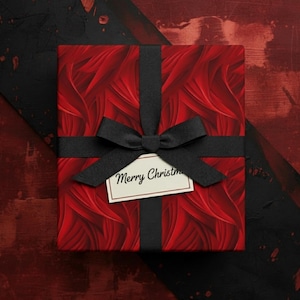 Deep Red Wavy Abstract Wrapping Paper: Modern Gift Wrap | Christmas | Valentines