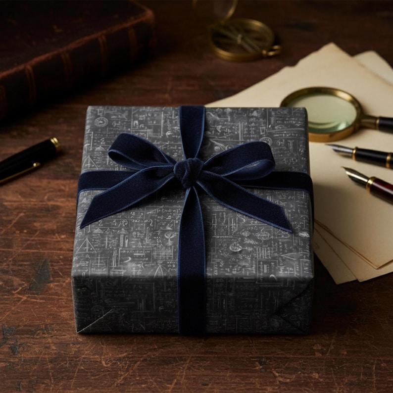 Mathematical Chalkboard Wrapping Paper: Academic Gift Wrap image 1